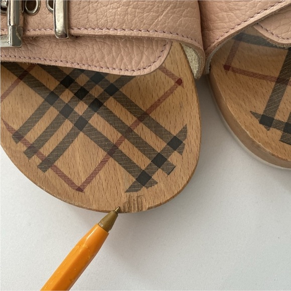 BURBERRY Burberry Shoes Wood and Leather Sandals Clogs size 8 - Picture 15 of 15